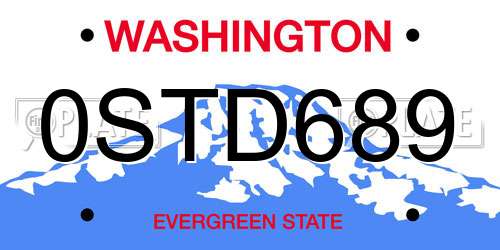 0STD689 Washington License Plate