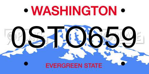 0STO659 Washington License Plate