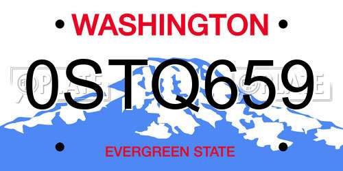 0STQ659 Washington License Plate