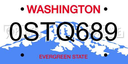 0STQ689 Washington License Plate