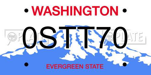 0STT70 Washington License Plate