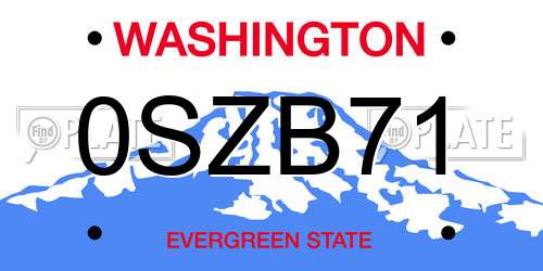 0SZB71 Washington License Plate