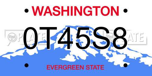 0T45S8 Washington License Plate