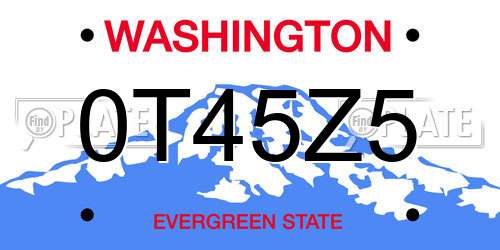 0T45Z5 Washington License Plate
