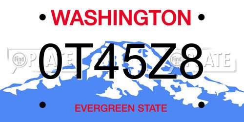 0T45Z8 Washington License Plate