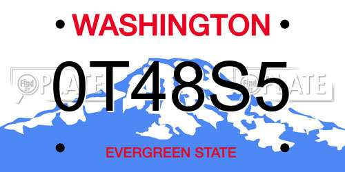 0T48S5 Washington License Plate