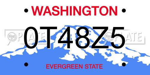 0T48Z5 Washington License Plate