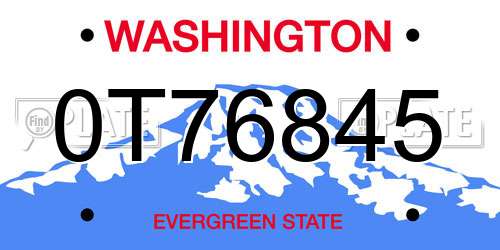 0T76845 Washington License Plate