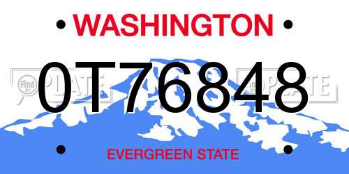 0T76848 Washington License Plate
