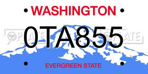 0TA855 Washington License Plate