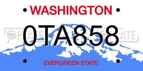 0TA858 Washington License Plate