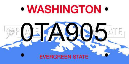 0TA905 Washington License Plate