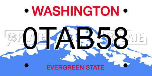0TAB58 Washington License Plate