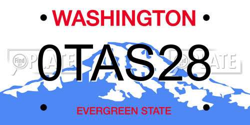 0TAS28 Washington License Plate