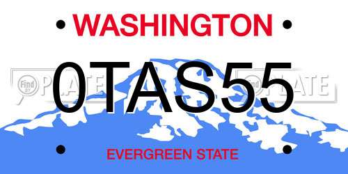 0TAS55 Washington License Plate