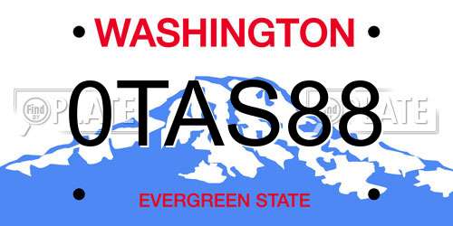 0TAS88 Washington License Plate