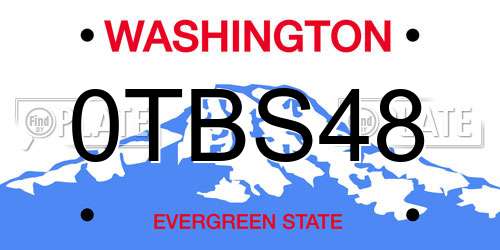 0TBS48 Washington License Plate