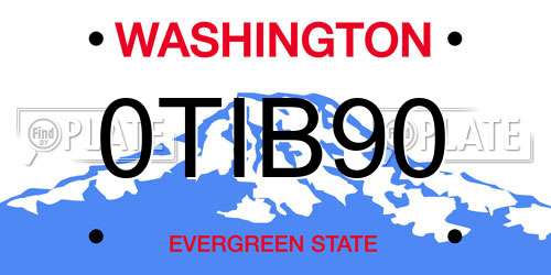 0TIB90 Washington License Plate