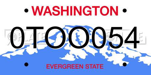 0TOO054 Washington License Plate