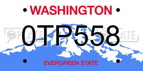0TP558 Washington License Plate
