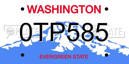 0TP585 Washington License Plate