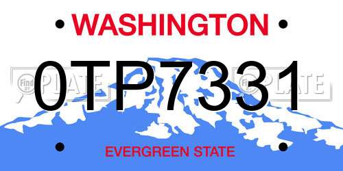 0TP7331 Washington License Plate