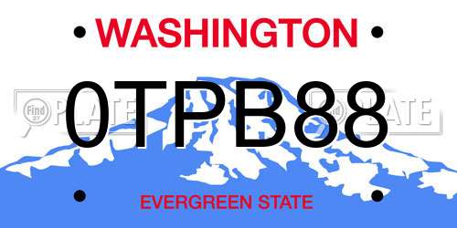 0TPB88 Washington License Plate