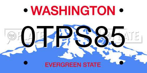0TPS85 Washington License Plate
