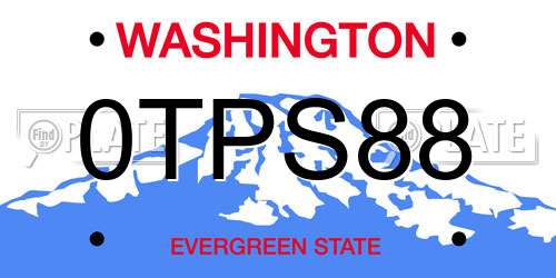 0TPS88 Washington License Plate