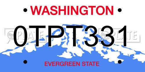 0TPT331 Washington License Plate