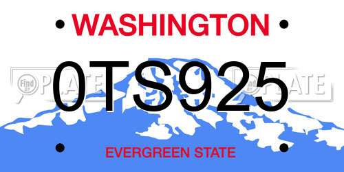 0TS925 Washington License Plate