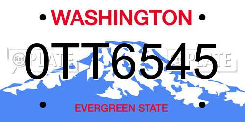 0TT6545 Washington License Plate