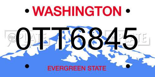 0TT6845 Washington License Plate