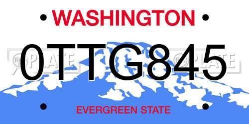 0TTG845 Washington License Plate