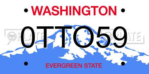 0TTO59 Washington License Plate