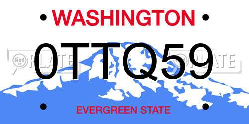 0TTQ59 Washington License Plate