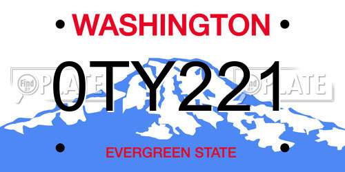 0TY221 Washington License Plate