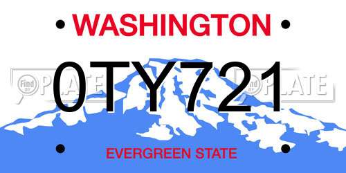 0TY721 Washington License Plate