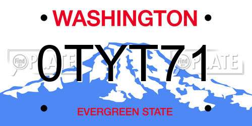 0TYT71 Washington License Plate