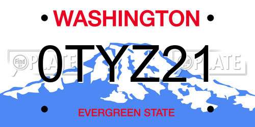 0TYZ21 Washington License Plate