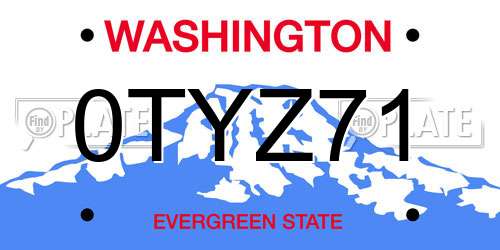 0TYZ71 Washington License Plate