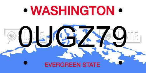 0UGZ79 Washington License Plate