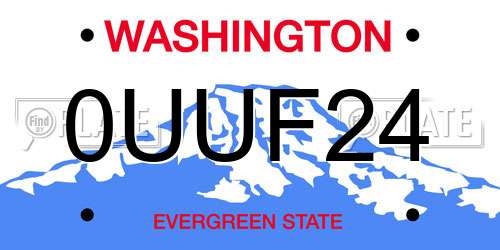0UUF24 Washington License Plate