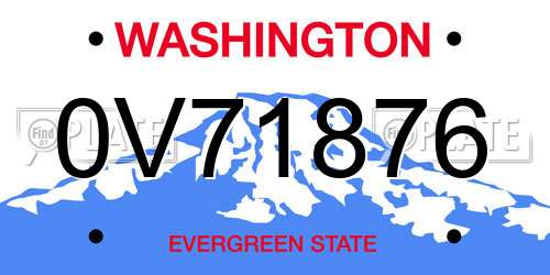 0V71876 Washington License Plate