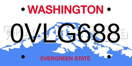 0VLG688 Washington License Plate