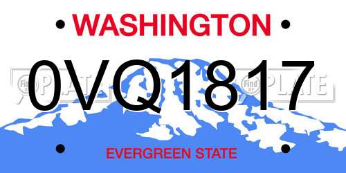 0VQ1817 Washington License Plate