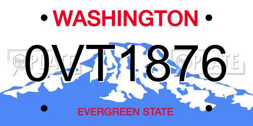 0VT1876 Washington License Plate