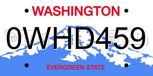 0WHD459 Washington License Plate