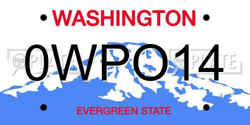 0WPO14 Washington License Plate