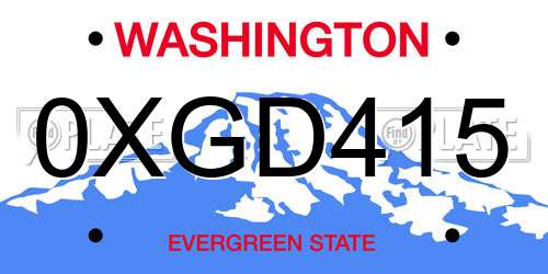 0XGD415 Washington License Plate